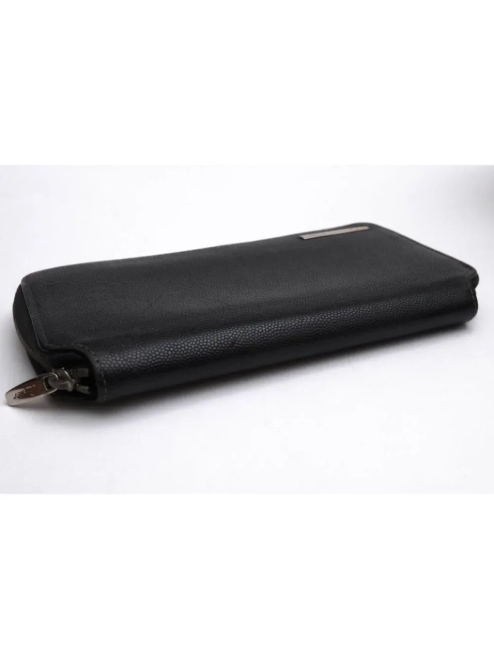 Cartier Wallet Leather Black Santos Coin Purse Round Zip Around